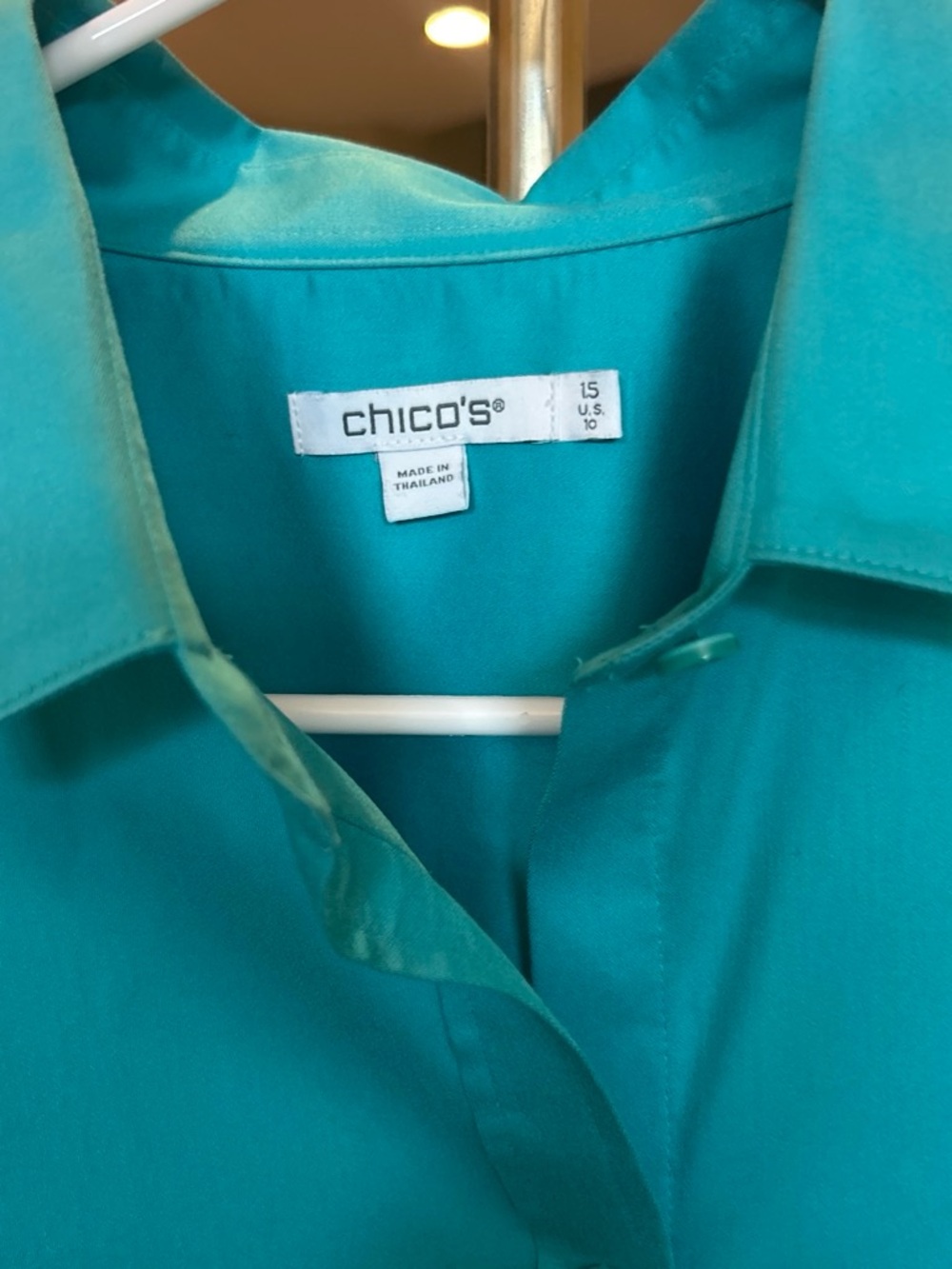 Chico's Teal Casual Button-Down Shirt